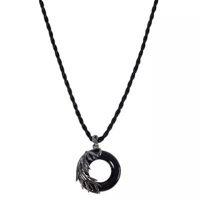 Picture of Stylish Flame Pendant Necklace Stainless Steel Cool Rope Chain Necklaces Jewelry Gift -Chain For Men-Men's Pendant - Black