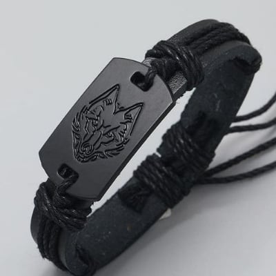 Picture of Black Wolf Bracelet Wristband For Men - Black