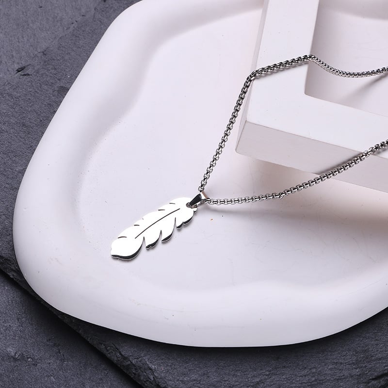 Picture of Trendy Simple Stainless Steel Silver Color Leaf Chain For Men-Chain Jewellery Gift - Silver