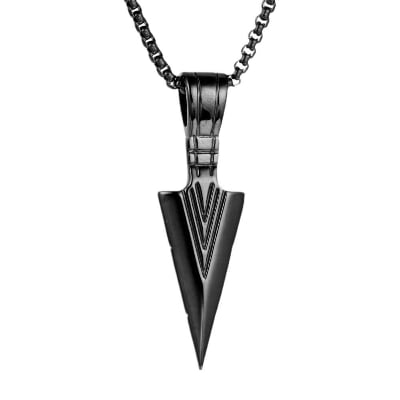 Picture of Arrow Rocking Pendant for Men and Boys Silver Plated Alloy Chain - Black