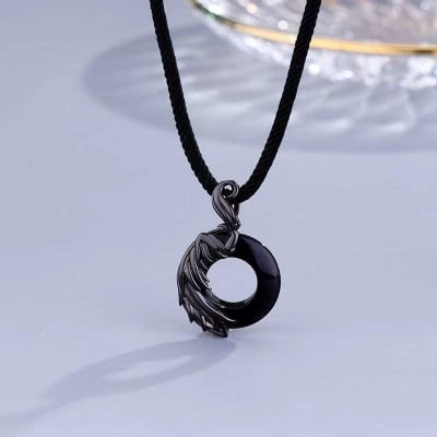 Picture of Men's Punk Flame Stainless Steel  Rope Round  Pendant Necklace Men's necklace/Unique Desing Pendant Chain For Men's/ Chain For Men/Men's Pendant - Black
