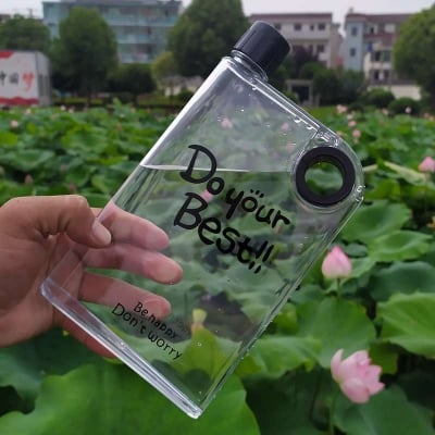 Picture of Square Shape Food Grade Plastic Drinking Water Bottle Clear Reusable and Odorless Water Bottle (1 Pcs)