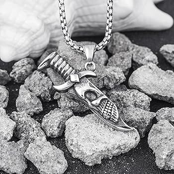 Picture of Stainless Steel  Trendy Light Luxury Twisted Stick Pendant Necklace Chain For Men - Silver
