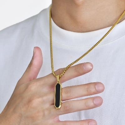 Picture of High Quality Stainless Steel Box Chain Pendant Men’s Necklace - Gold