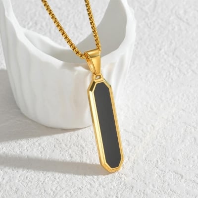 Picture of High Quality Stainless Steel Box Chain Pendant Men’s Necklace - Gold