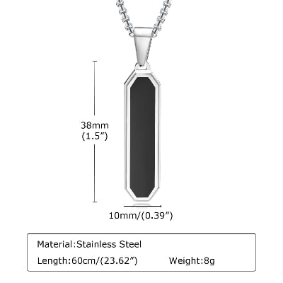 Picture of Black Square Stainless Steel  - Trendy Simple Stainless Steel Chain Jewellery Gift For Men - Durabilty Assured - Well Inspired & Crafted - Silver