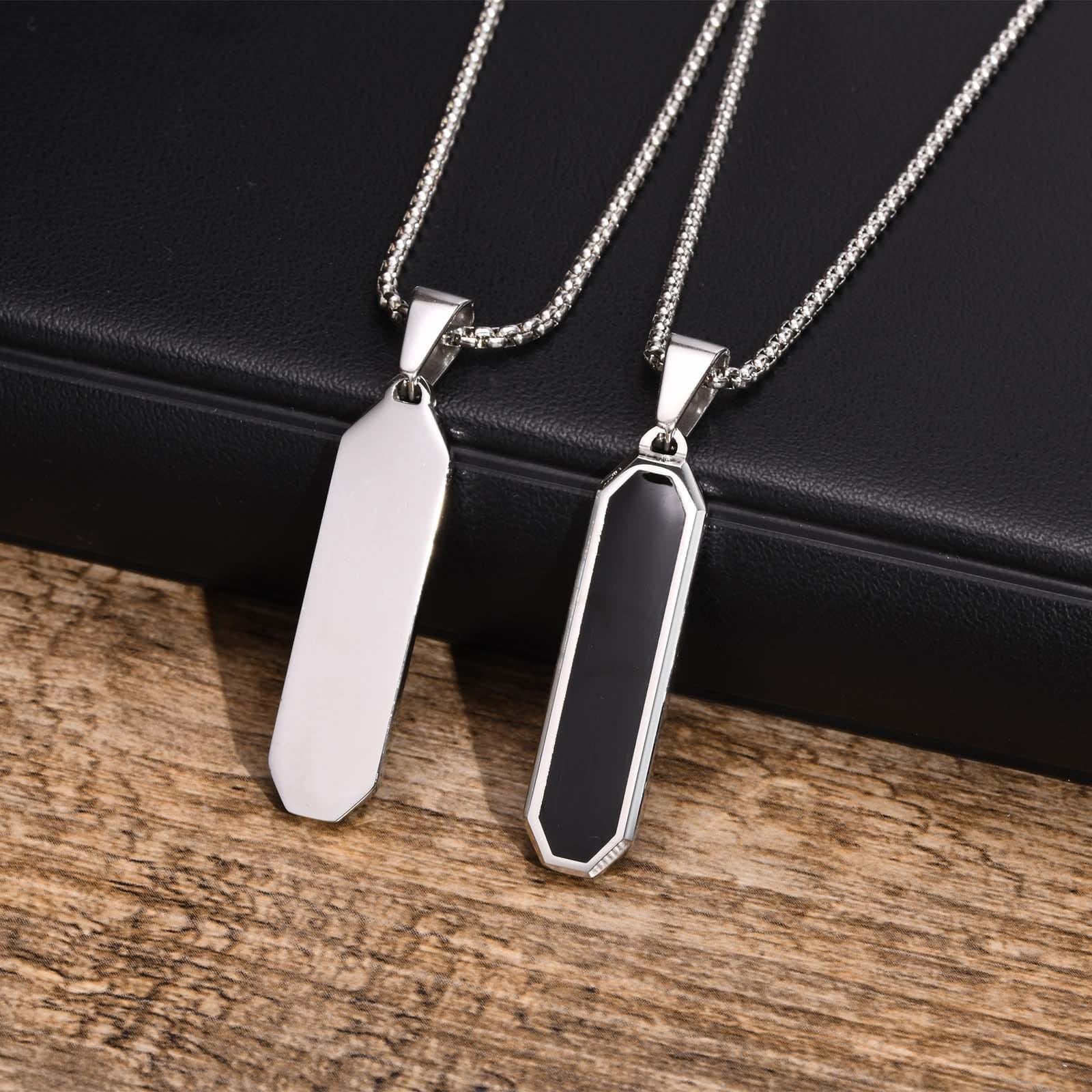 Picture of Black Square Stainless Steel  - Trendy Simple Stainless Steel Chain Jewellery Gift For Men - Durabilty Assured - Well Inspired & Crafted - Silver