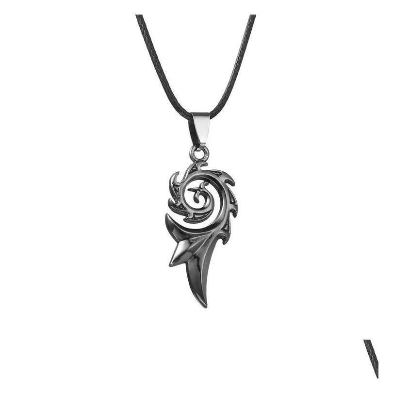 Picture of Men's Punk Dragon Flame Titanium Stainless Steel Cool leather chain Pendant Necklace Men's necklace-Unique Design Pendant Chain For Men's-Chain For Men-Men's Pendant - Black