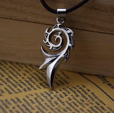Picture of Men's Punk Dragon Flame Titanium Stainless Steel Cool leather chain Pendant Necklace Men's necklace-Unique Design Pendant Chain For Men's-Chain For Men-Men's Pendant - Black