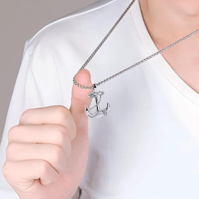 Picture of Fashion  Pendants Chain Necklace for Men Fashion Jewelry Gift Chain For Men - Silver