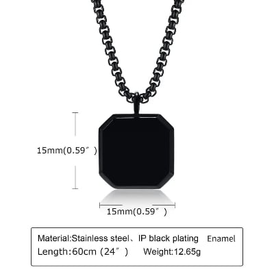 Picture of Square Natural Stone Stainless Steel Metal Chain For Men - Black
