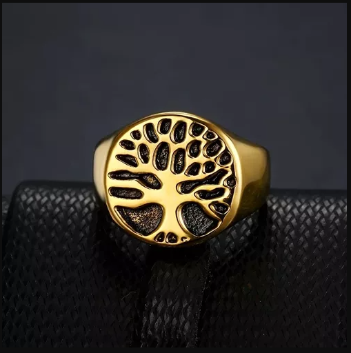 Picture of Ancient Golden Color Drop Ring For Men - Ring For Men - Gold