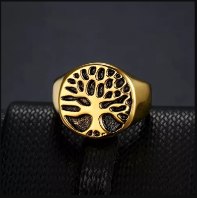Picture of Ancient Golden Color Drop Ring For Men - Ring For Men - Gold