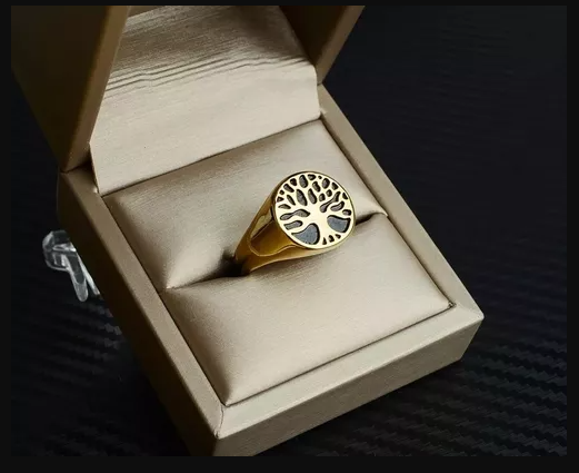 Picture of Ancient Golden Color Drop Ring For Men - Ring For Men - Gold