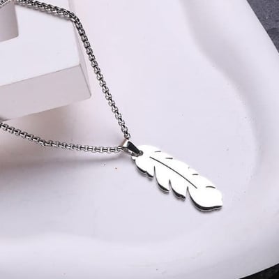 Picture of Trendy Simple Stainless Steel Silver Color Leaf Chain For Men-Chain Jewellery Gift - Silver
