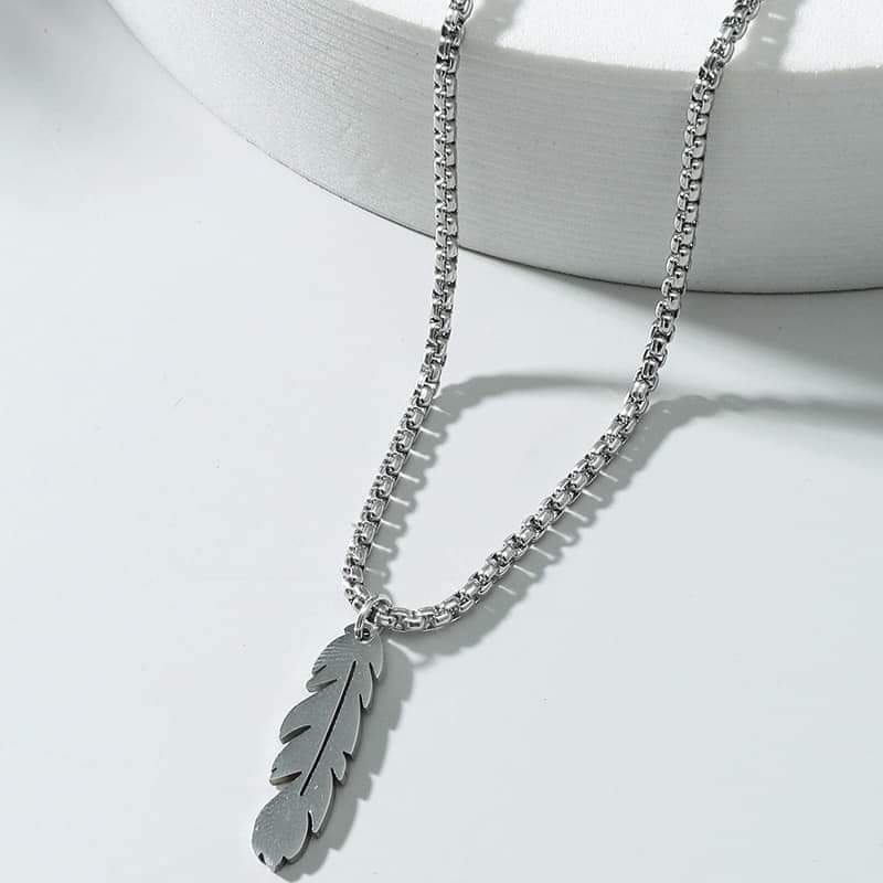 Picture of Trendy Simple Stainless Steel Silver Color Leaf Chain For Men-Chain Jewellery Gift - Silver