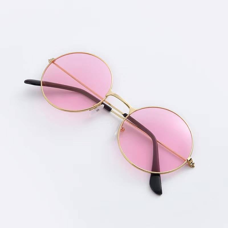 Picture of Aesthetic Pink Lens Eyewear  Statement Round Sunglasses for Streetwear & Casual Fashion - Light pink