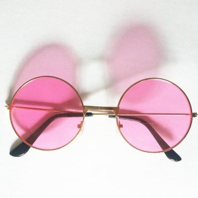 Picture of Aesthetic Pink Lens Eyewear  Statement Round Sunglasses for Streetwear & Casual Fashion - Light pink
