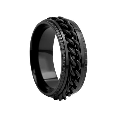 Picture of Royal Black Chain Of Power Finger Ring for Men - Black