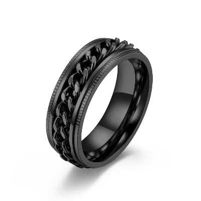 Picture of Royal Black Chain Of Power Finger Ring for Men - Black