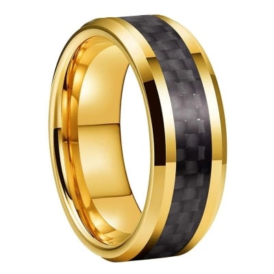 Picture of Superman Black Finger Ring For Men - Gold