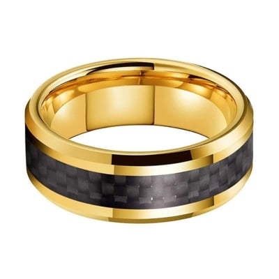 Picture of Superman Black Finger Ring For Men - Gold