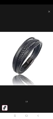 Picture of Multilayer Leather Bracelet Men Stainless Steel Top Quality Jewelry Male Black Braided Fashion Punk - Black