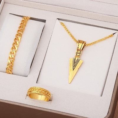 Picture of Fashionable Pendant Necklace, Bracelet & Ring Set for Everyday Chic Style-Combo Set for Men - 21CM