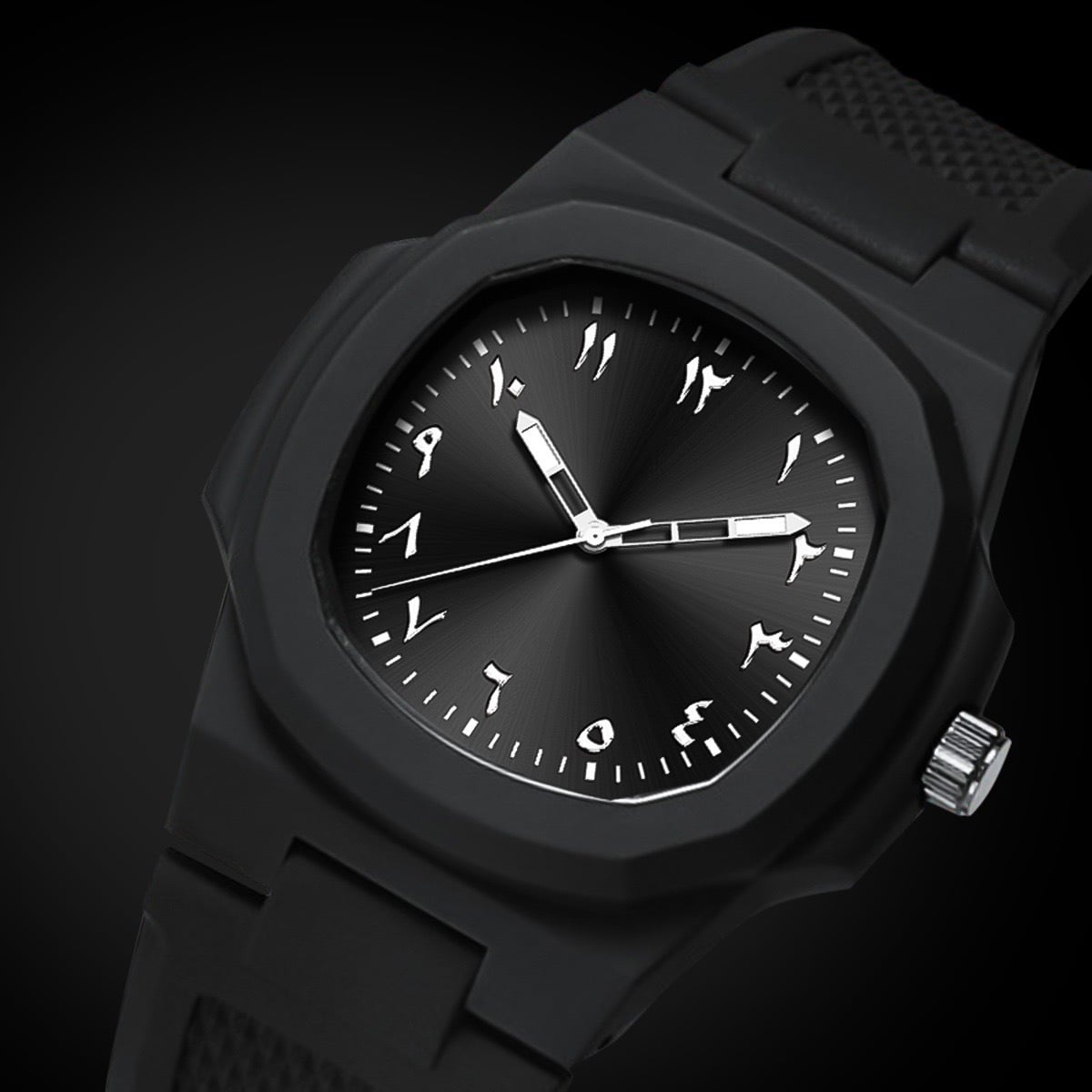 Picture of Aura Men’s Matte Black Analog Watch With Arabic Numerals - Black