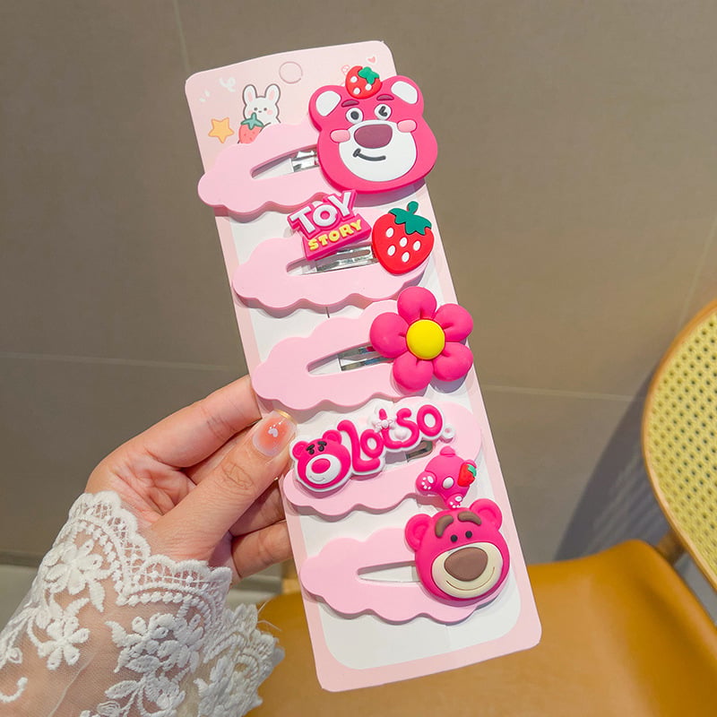 Picture of Girls Hairgrips Cute Flower Hair Ruber Bands Gift 5 pcs
