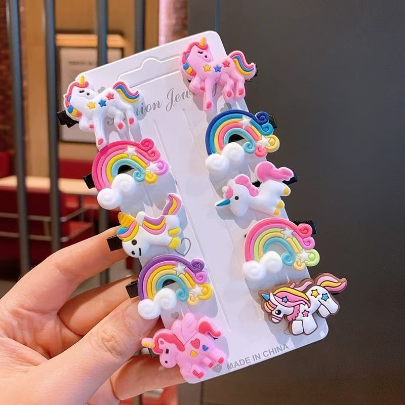 Picture of Girls Hairgrips Cute Flower Hair Ruber Bands Gift 10 pcs - Multicolor