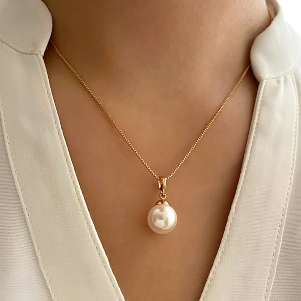 Picture of 3-Piece Set Simple Pearl Necklace And Earring Jewelry Set, Suitable For Women's Daily, Festival And Party Wear - Gold