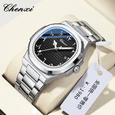 Picture of Luxury Watch Business Waterproof Male Clock Luminous Date Stainless Steel Square Quartz Men ArabicWatch
