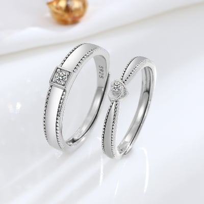 Picture of Valentine's Day Couples Finger Rings - Stylish & Trendy - Matching Rings for Couples - Silver