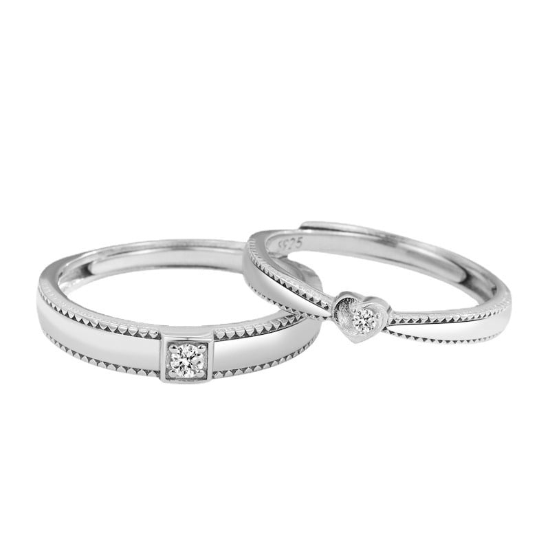 Picture of Valentine's Day Couples Finger Rings - Stylish & Trendy - Matching Rings for Couples - Silver