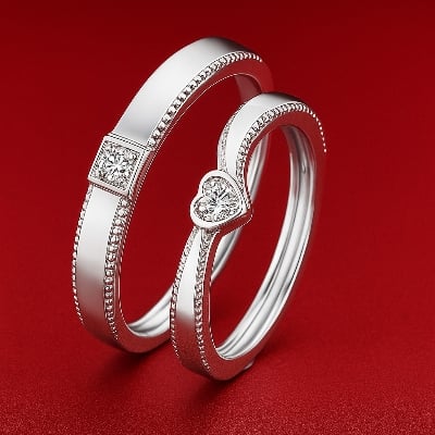Picture of Valentine's Day Couples Finger Rings - Stylish & Trendy - Matching Rings for Couples - Silver