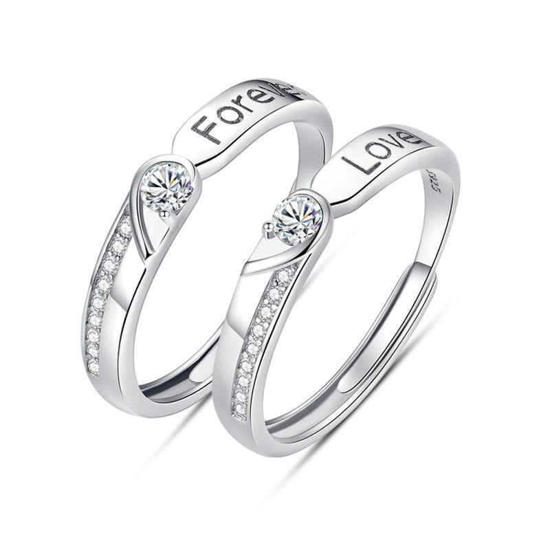 Picture of Angel Wings Copper Silver-plated Open Adjustable Pair Couple Ring Valentine's Day Gift - Adjustable
