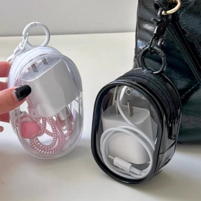 Picture of Compact PVC Data Cable Charger Earphone Bag