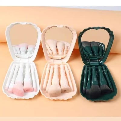 Picture of Essential 5 Pcs Makeup Brushes Set, Travel Case & Mirror