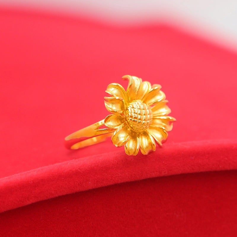 Picture of Trendy Jewelry Adjustable Flower Finger Ring - Gold