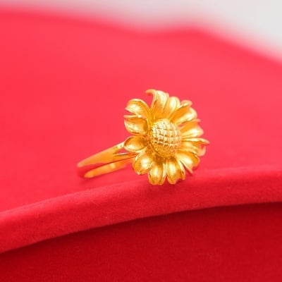 Picture of Trendy Jewelry Adjustable Flower Finger Ring - Gold