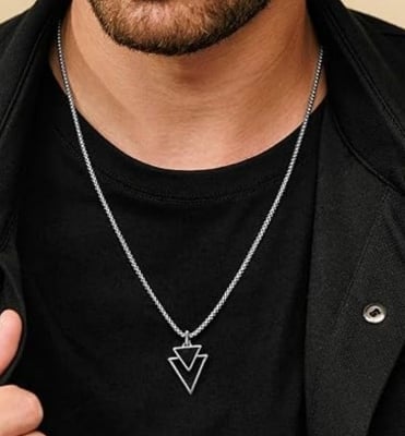 Picture of Men Fashion Double Triangle Chain Nacklaces