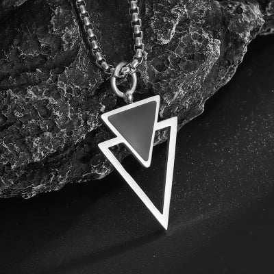 Picture of Men Fashion Double Triangle Chain Nacklaces