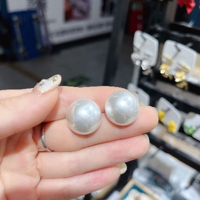 Picture of Minimal Design Matte Silver Ball Stud Earrings - White