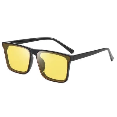 Picture of Stylish Black Frame Yellow Lens Anti-Fog Safety Glasses - Yellow