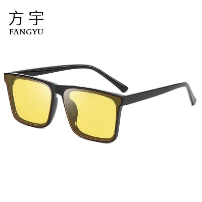 Picture of Stylish Black Frame Yellow Lens Anti-Fog Safety Glasses - Yellow