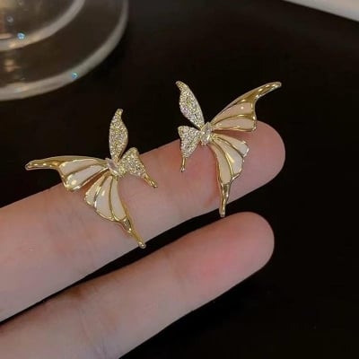Picture of Exquisite S925 Silver Needle Butterfly Earrings for Sensitive Ears
