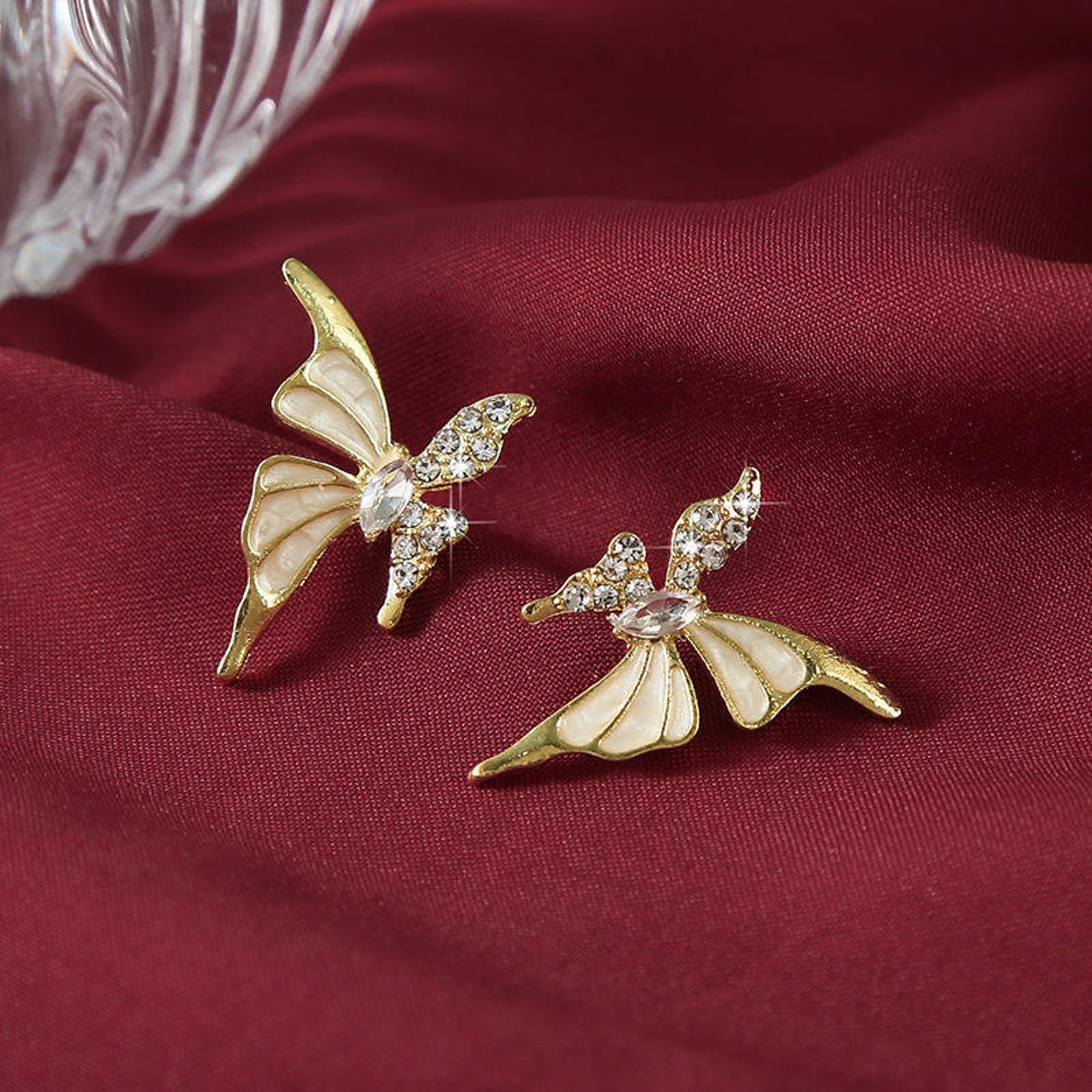 Picture of Exquisite S925 Silver Needle Butterfly Earrings for Sensitive Ears