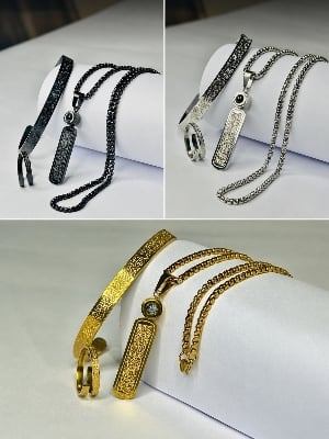 Picture of Luxury Stainless Steel Islamic 3PCS Set for Men