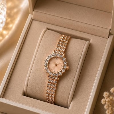 Picture of Luxury Silver Diamond Ladies Watch for Women | Crystal Bracelet Quartz Watch | Premium Fashion Timepiece